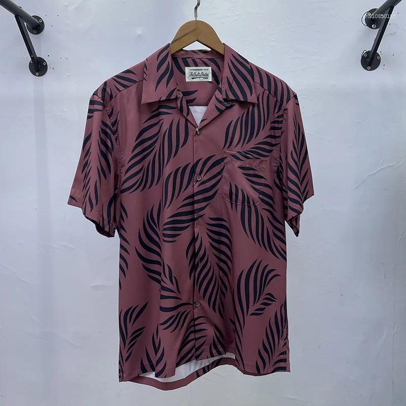 Men's Casual Shirts Hawaii WACKO MARIA Lapel Short Sleeve Shirt Men Woman High Street Printing Summer Top Tee Vintage