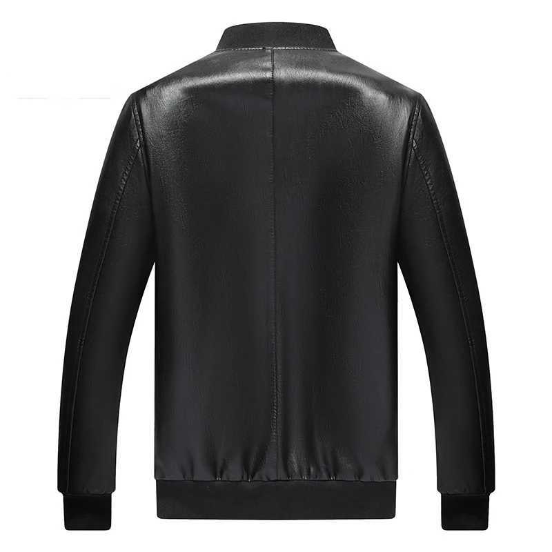 Autumn Winter Loose Casual Black PU Leather Coat Male Long Sleeve Fashion Zipper Outwear Top Hombre All-match Cardigans JacketT250311
