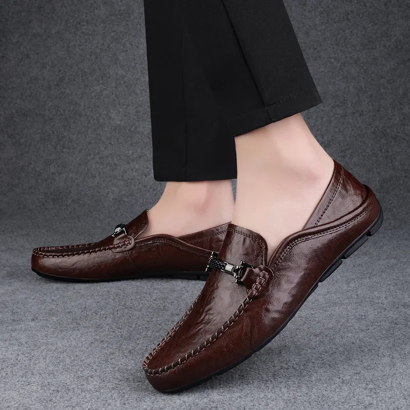 Men Breathable Casual Summer Shoes Hollow Out Mens Driving Shoes High Quality Male Business Shoes Genuine Leather Loafers 250311