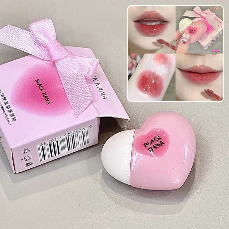 Cute Heart-shaped Mirror Lip Gloss Moisturizing Sexy Red Jelly Lip Glaze Nude Pink Water-light Lipstick Tint Lip Makeup CosmeticXJ250312