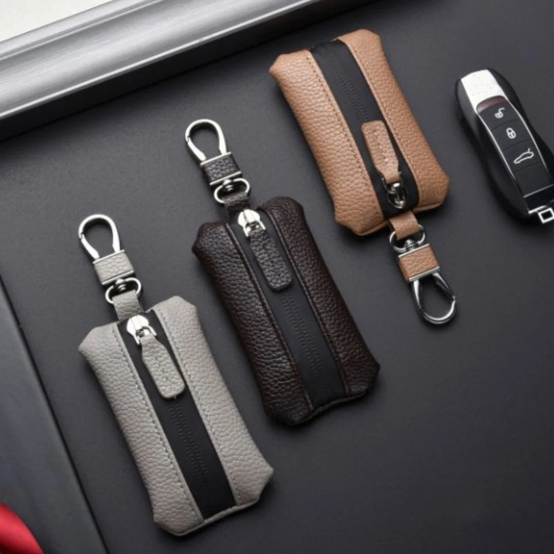 Unisex PU Leather Key Case for Car Key Wallet Pocket Key Holder Organizer Pouch Key Organizer Large Capacity Zipper Key Bag 250311