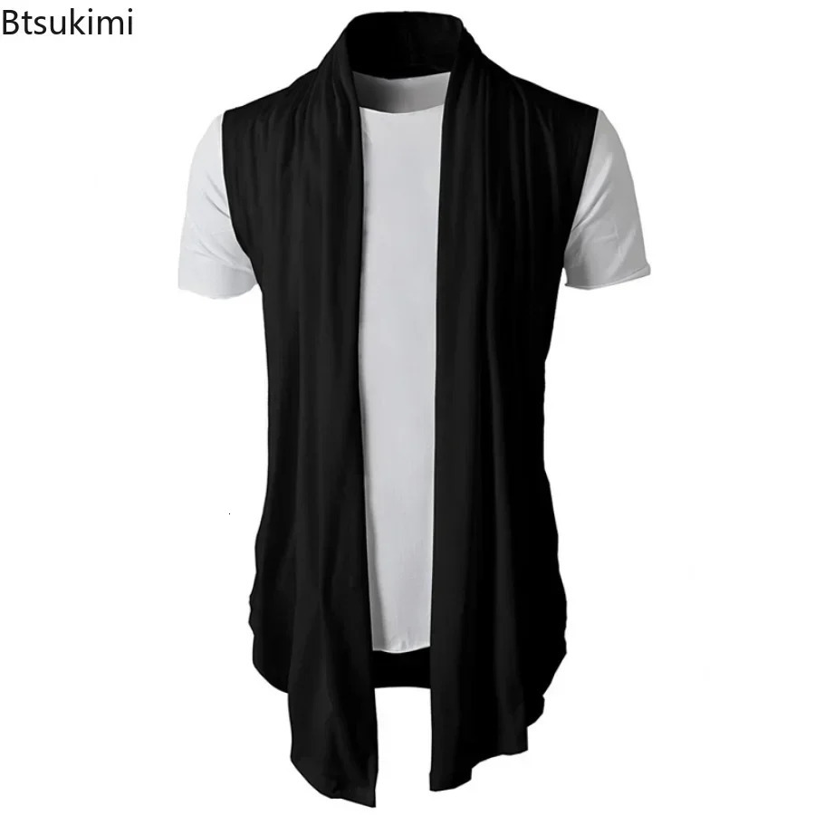 Spring Summer Men Sleeveless Jacket Street Fashion Knitted Vest Cardigan Punk Hip Hop Waistcoat for Man Mens Tops 250312