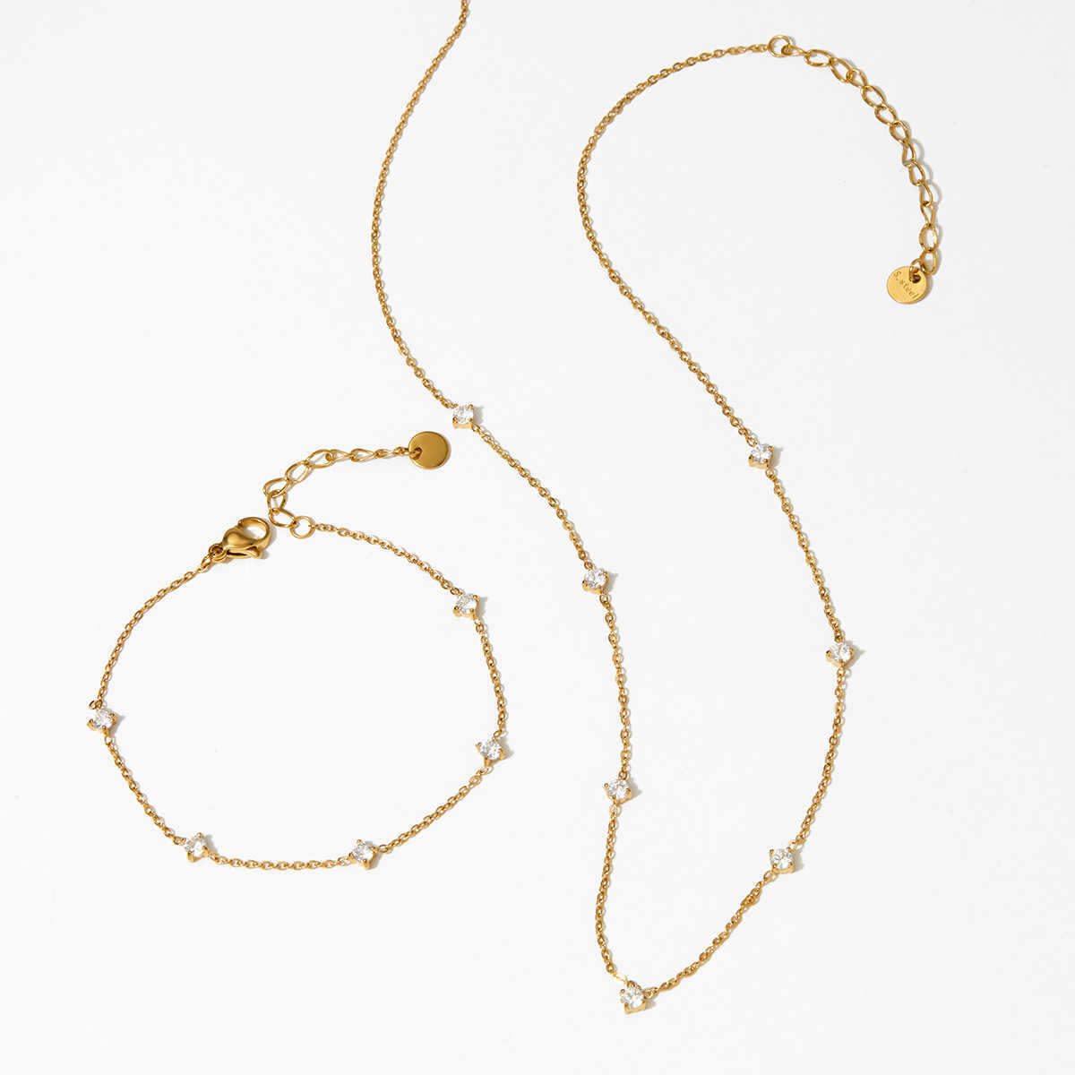 Gentle Wind Zircon Necklace Bracelet Foot Chain Set Small Fresh Advanced Simple Super Fairy Sweet Advanced Jewelry Set W250312