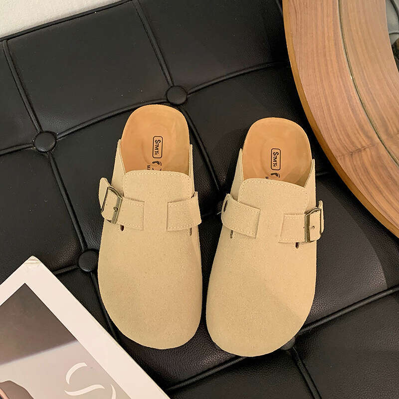 Height increasing thick soled women 2025 Spring and Autumn new style Baotou slippers Cork Boken for casual women's singles shoes
