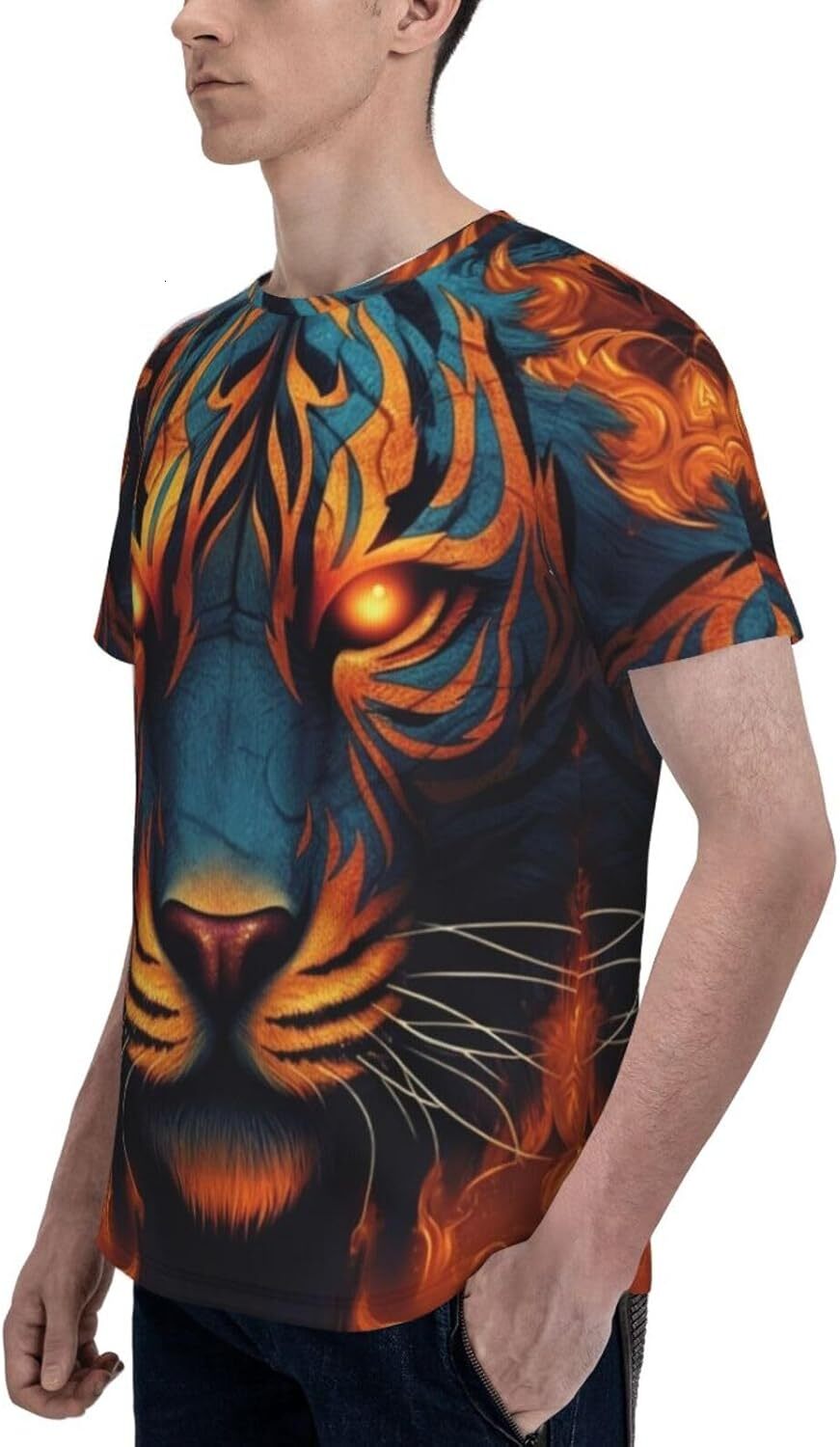 Mens T shirt Colorful Tiger Pattern Men's Women's T-Shirt Modern Graffiti Art 3D Printed Novelty Short Sleeve Unisex Fashion Tee tee Casual 