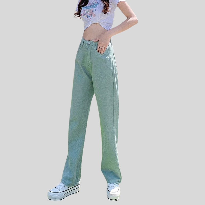 Loose straight jeans women's clothing new high-waisted Korean version drape thin and high wide-leg floor-mopping trousers