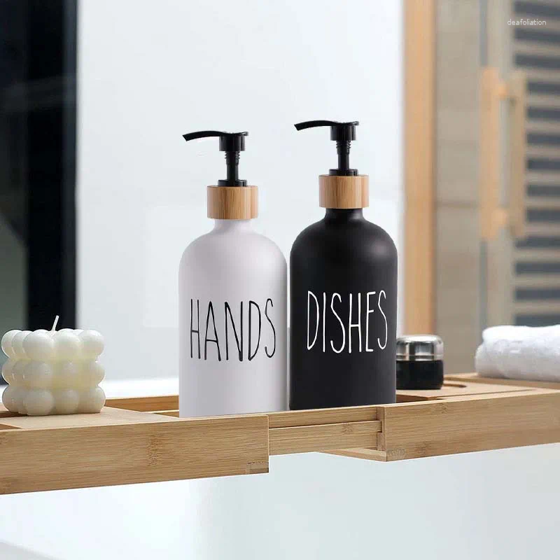 Liquid Soap Dispenser 500ML 2PCS Hand Dish Set Refillable PET Plastic Bottle Shampoo Shower Gel Lotion Empty Container Bathroom