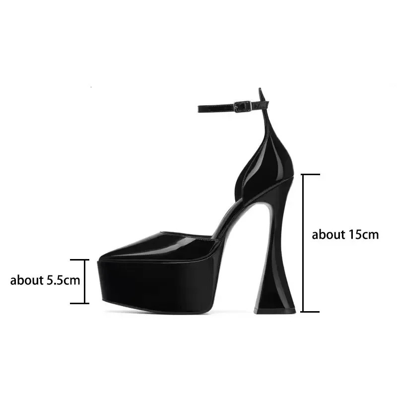 Spring/Summer Womens 15cm Thick High Heel Sandals Platform Pointed Banquet Wedding Womens Large Single Shoes 250310