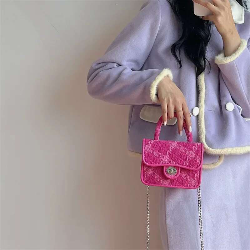 Rose Pink Women s Designer Personalized Mini Square Bag Fashionable Checkered Crossbody Bag Trendy Niche Women s Handbag Casual Wallet Party Storage B