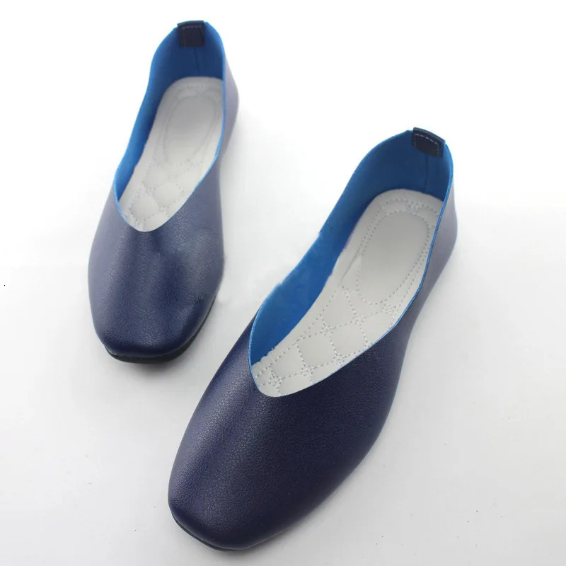 Spring Summer Shoes Woman Soft PU Leather Shallow Mouth Slip On Women Shoes Plus Size Solid Women Flats WSH2442 250305