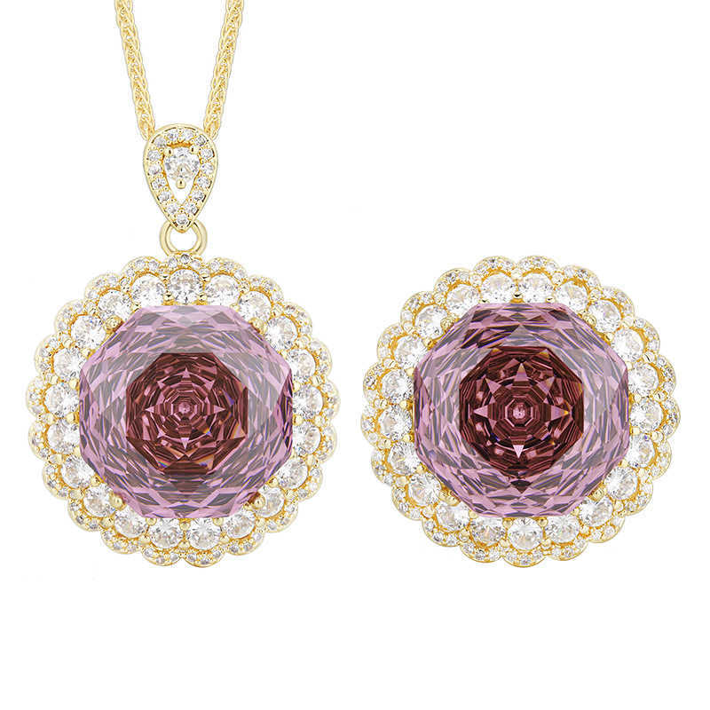 Popular explosive new Zhuangsheng copper bottom gold-plated rose cut light luxury set female lead stone 18mm W250312