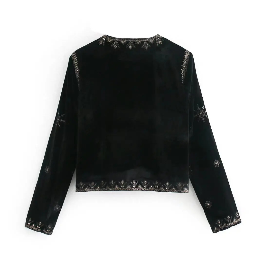 Zarb SpringSummer Womens Fashion and Versatile Slim Fit Trendy ed Velvet Coat 250303