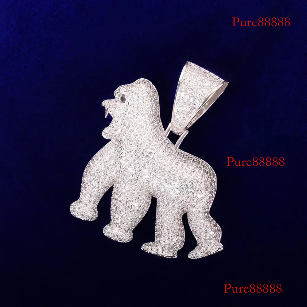 Hip hop animal gorilla pendant necklace, men's copper inlaid zircon hip-hop trendy jewelry