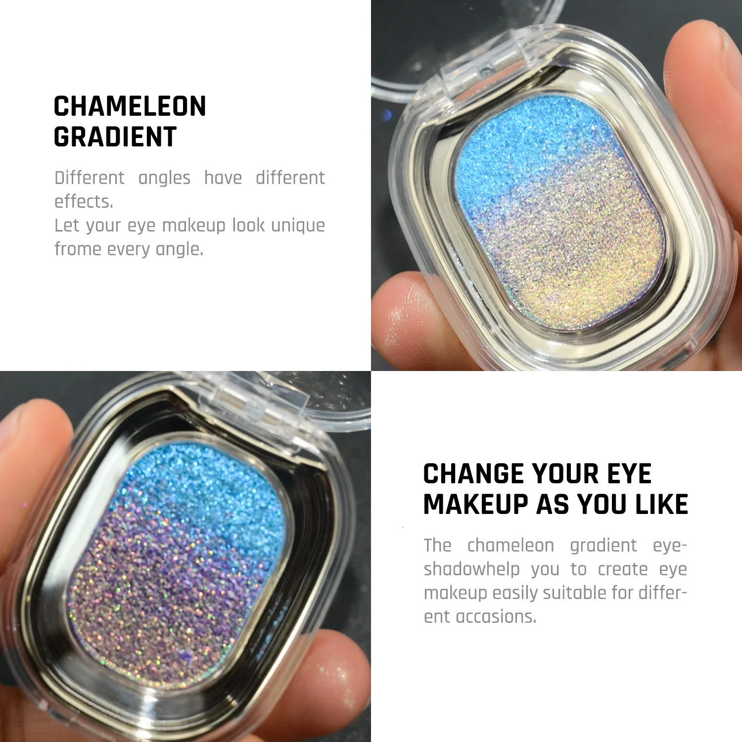 CHARMACY Multichrome Glitter Eyeshadow Palette High Pigmented Metallic Eyeshadow Color Shifting Sparkle Shimmer Eyeshadow Makeup 250306