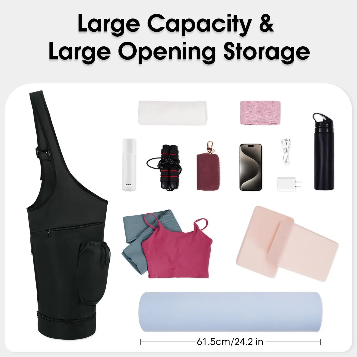 Multi functional yoga mat bag with water bottle pocket Versatile fitness suitable for women 250311