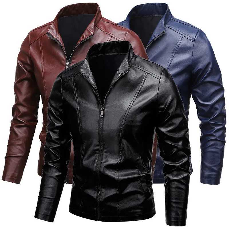 New Casual Mens Leather Jacket Loose Leather Jacket Thin Top Jacket Mens Foreign Trade Motorcycle LeatherT250311
