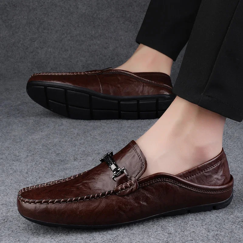 Men Breathable Casual Summer Shoes Hollow Out Mens Driving Shoes High Quality Male Business Shoes Genuine Leather Loafers 250311
