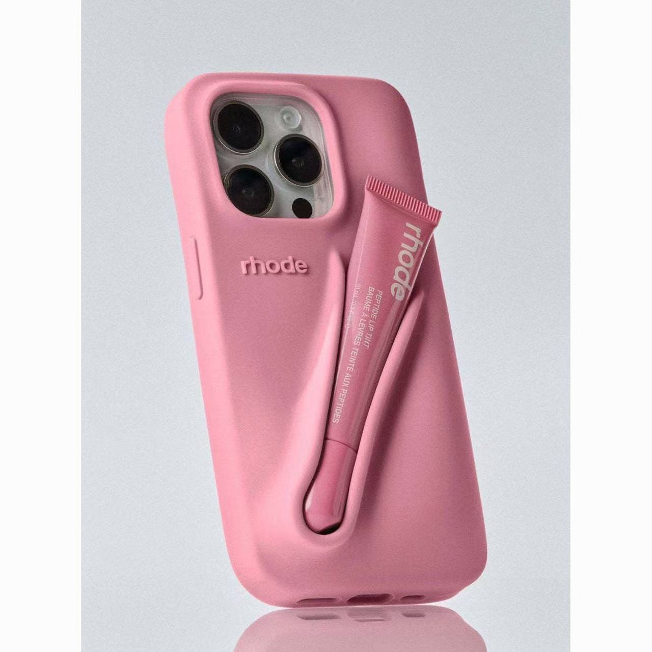 rhode phone case Lipstick Portable Case Design Lip Gloss Lipstick Lip Balm 3D Make-Up Silicone Phone Case for iPhone 15 14 13 12 Pro Max Holder Cover 