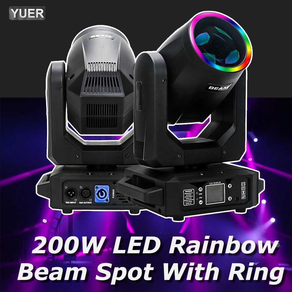 200W LED mobile headlight with ring beam+Spot+18 rotating prism+Rainbow 12 Gobo 8 color effect Dj Dmx stage light disco stick X250312