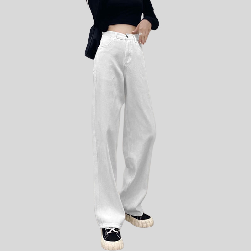 Loose straight jeans women's clothing new high-waisted Korean version drape thin and high wide-leg floor-mopping trousers