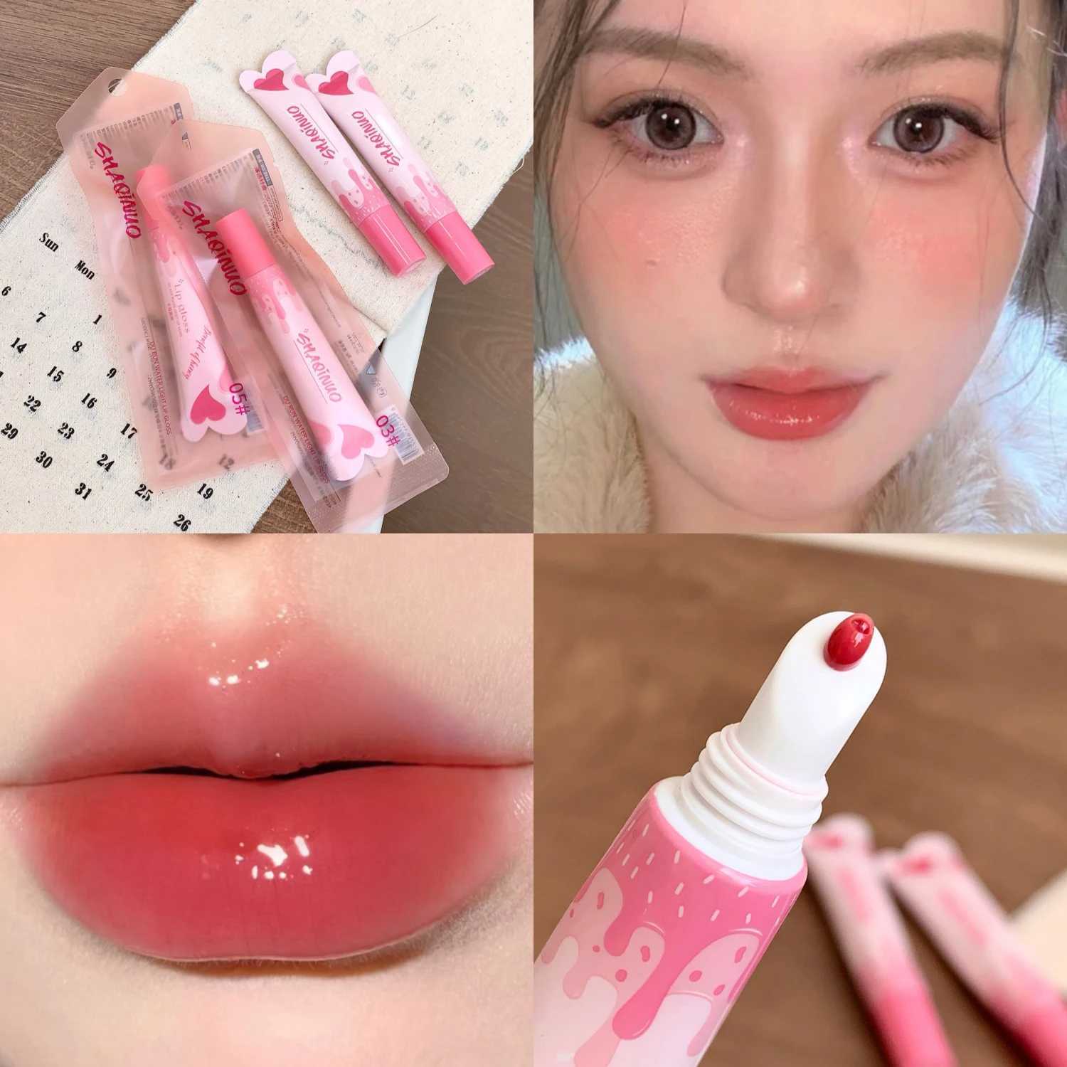 Peach Jelly Crystal lipstick Glossy Moisturizing Shining lipstick Oil lipstick Cosmetics Waterlight Liquid lipstick Coloring Makeup W250312