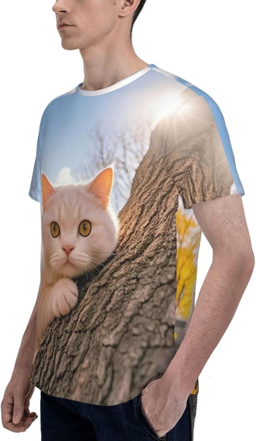 Mens T shirt Big White Cat Pattern Men's Women's T-Shirt Cute Cat 3D Printed Novelty Short Sleeve Unisex Fashion Tee tee Casual tops summer 