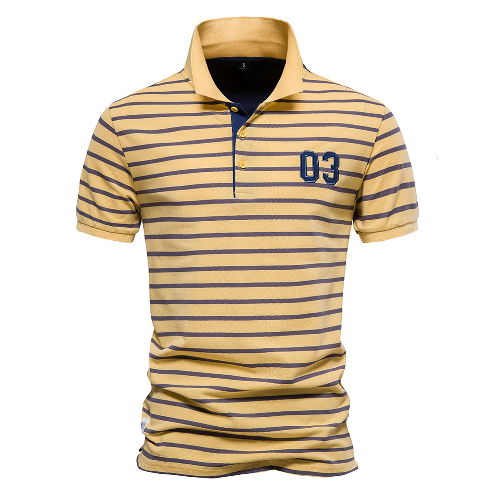 2025 Spring/Summer New European Stripe Short Sleeve t shirt Fashion Casual Men's Polo Collar Cotton Top tracksuit