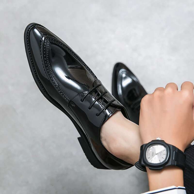 Italian Oxford For Men Patent Wedding Pointed Toe Dress Leather Classic Original Derbies Shoes