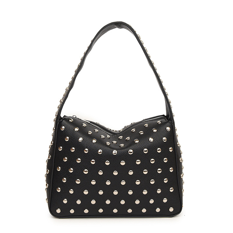 New Rivet Handheld Single Shoulder Underarm Bag 2025 Fashion Designer Heavy Industry Advanced Personalized Motorcycle Bag Handbag Wallet Storage Bag