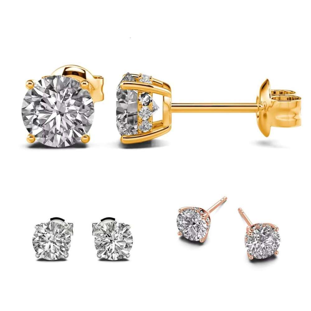 1 Carat 10k/14k/Gold Vvs Gra Set Classic Carbon Silica Earrings