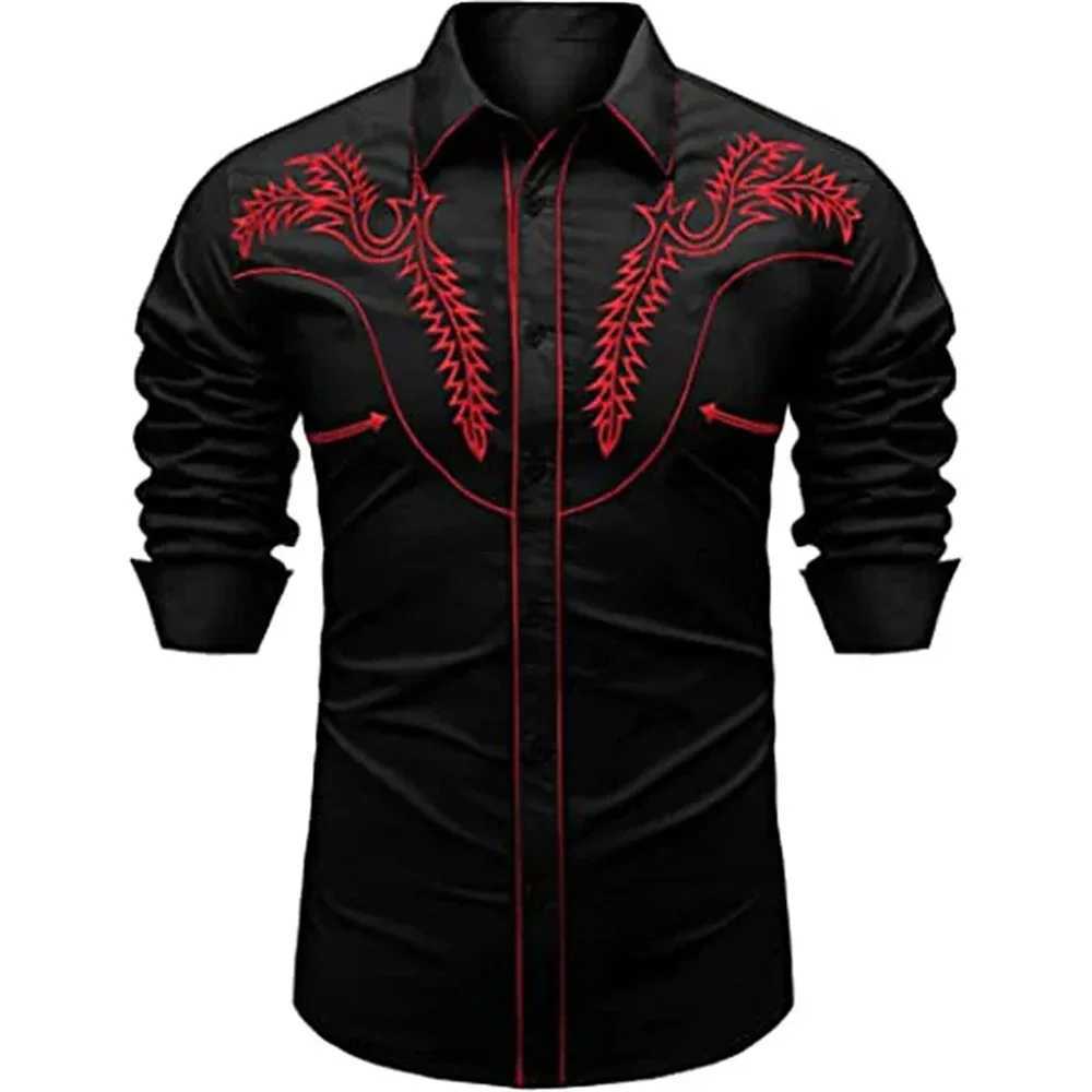 Western Tribal Mens Shirt Long Sleeve Suit Lapel Party Casual Top Fashion New High Quality Comfortable Material 2023 Plus Size W250312