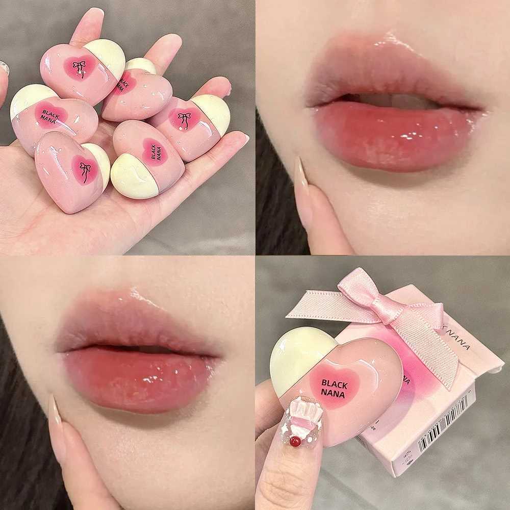 Cute Heart-shaped Mirror Lip Gloss Moisturizing Sexy Red Jelly Lip Glaze Nude Pink Water-light Lipstick Tint Lip Makeup CosmeticXJ250312