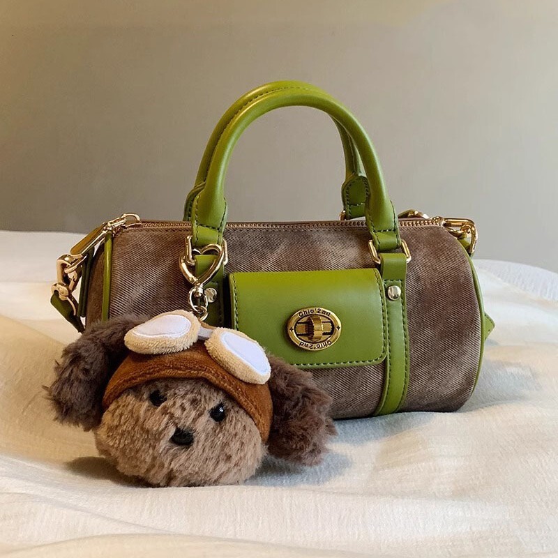 2025 New Women s Bag Fashion Designer Trendy Original Handbag Bear Doll Cylindrical Bag Handheld Bag Single Shoulder Crossbody Bag Leisure Wallet Stor