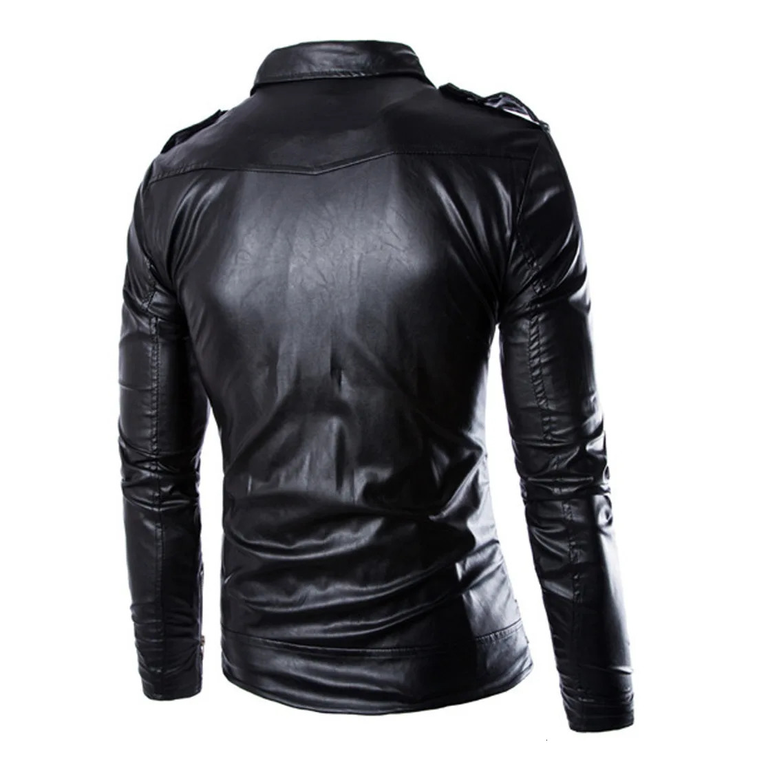 White leather jacket mens motorcycle winter coat multi pocket warm outdoor windproof loose fit 250312