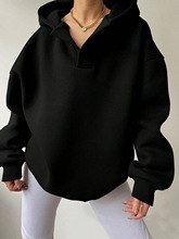 Autumn Winter Womens Sportswear Solid Color Long Sleeve Hoodie Solid Color Loose Hoodie Womens Top 241015