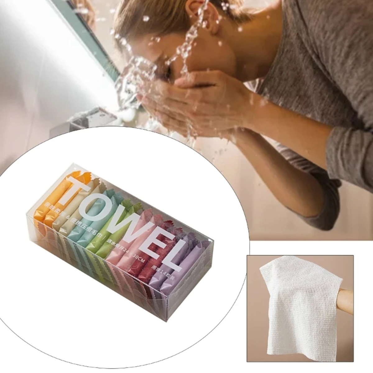 14pcs Pack Disposable Washcloth Portable Travel Towel Thickened Compressed Face Cleaning Beauty Square Bath Towels