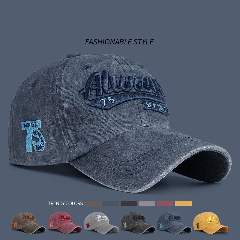 ThreeDimensional Embroidery Soft Washed Cotton Distressed Hat Mens Letter Men Outdoor Fashion Faded Baseball Cap 250311