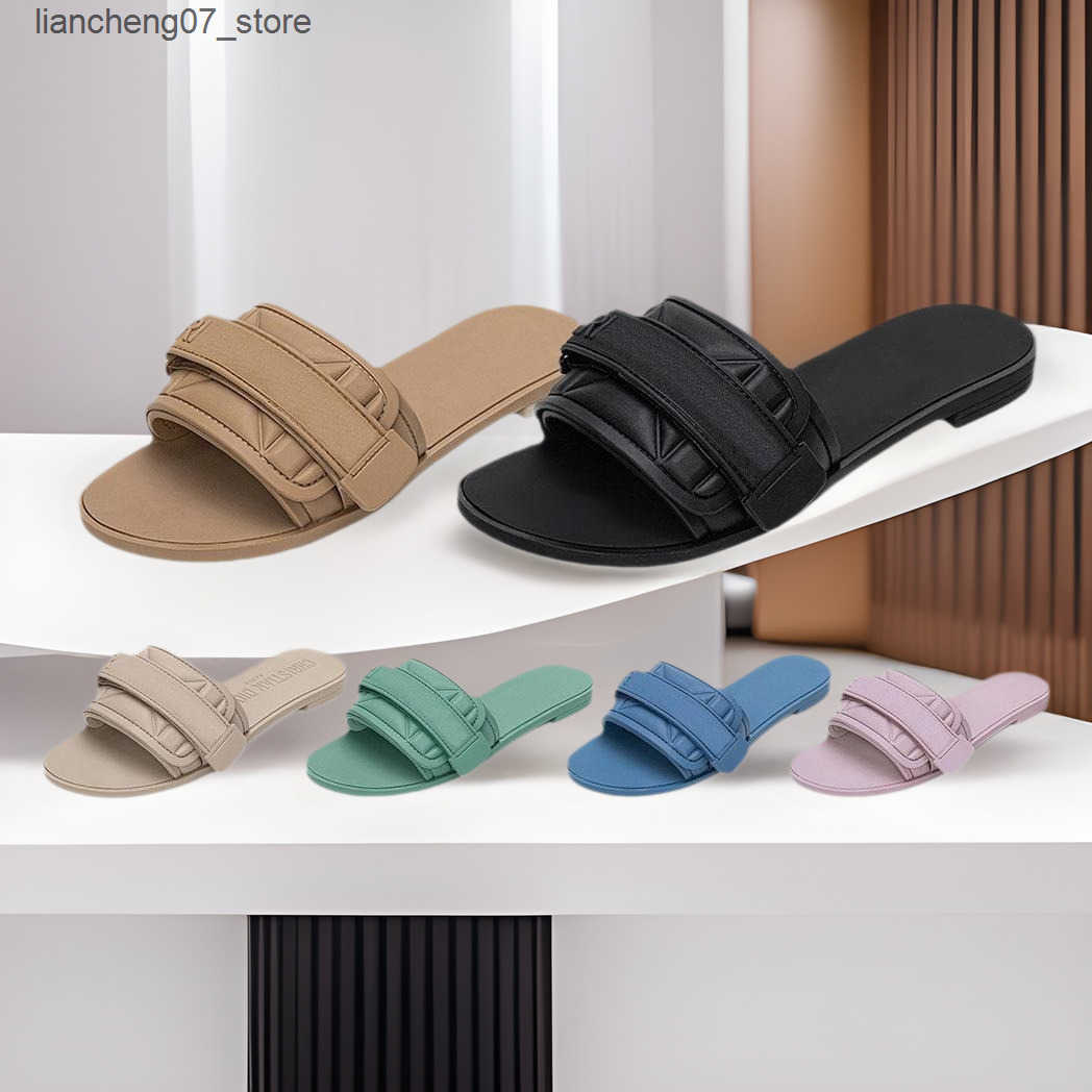 Slippers D designer shoes 2024 summer casual comfortable Velcro plus size womens flat sandals z250312
