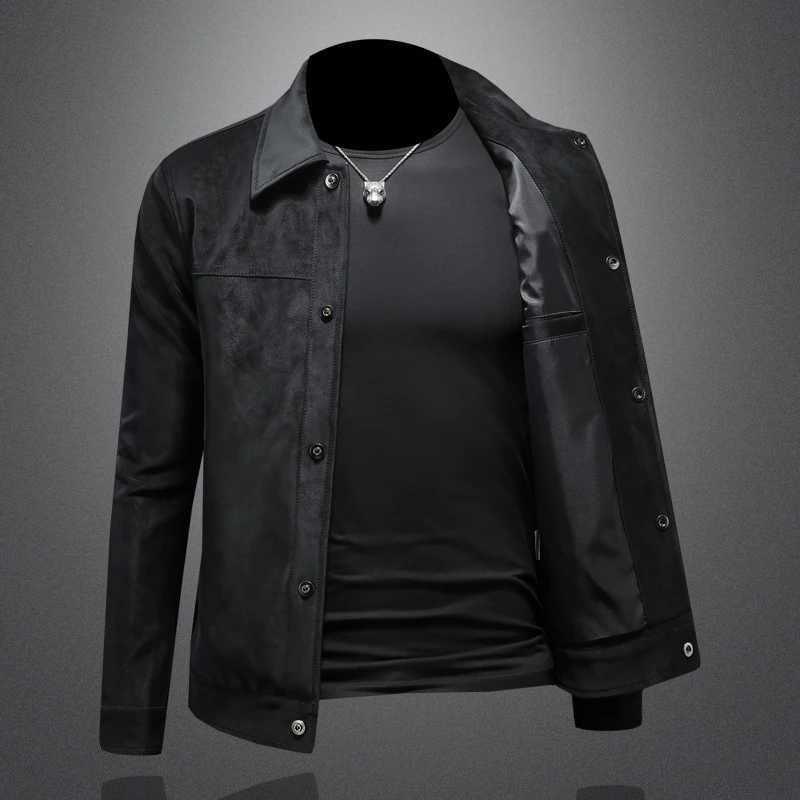 2024 autumn and winter new high-quality leather jacket single breasted slim fit jacket plus size mens leather jacket M-5XLT250311