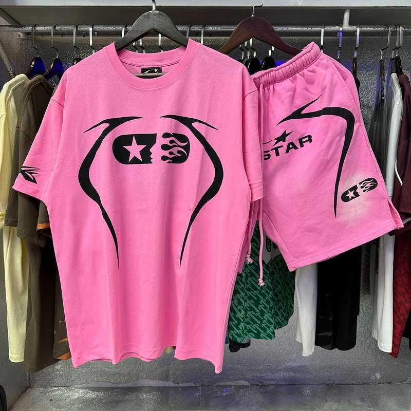 European and American Hip hop Trendy brand summer sports loose cotton short sleeved T-shirt set X250312