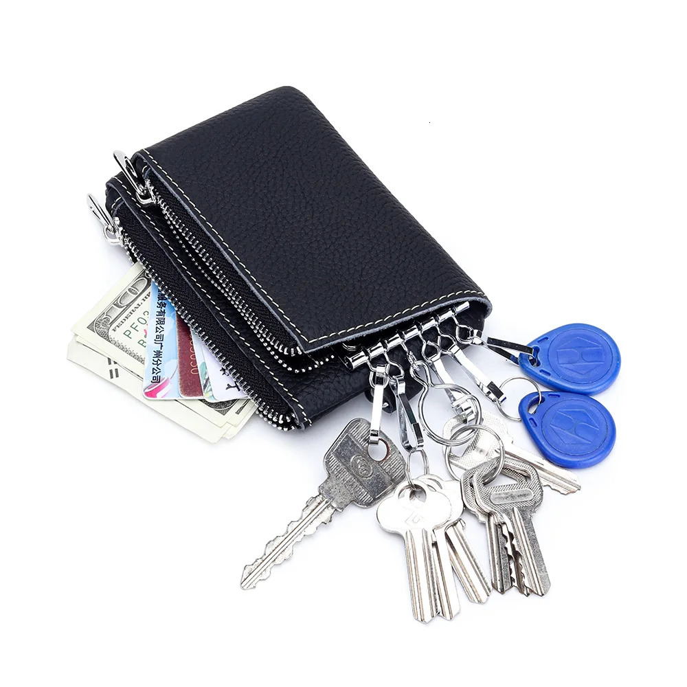 Key Holder Genuine Leather Unisex Key Wallets Organizer Bag Housekeeper Door Keychain Organizers Leather 250311