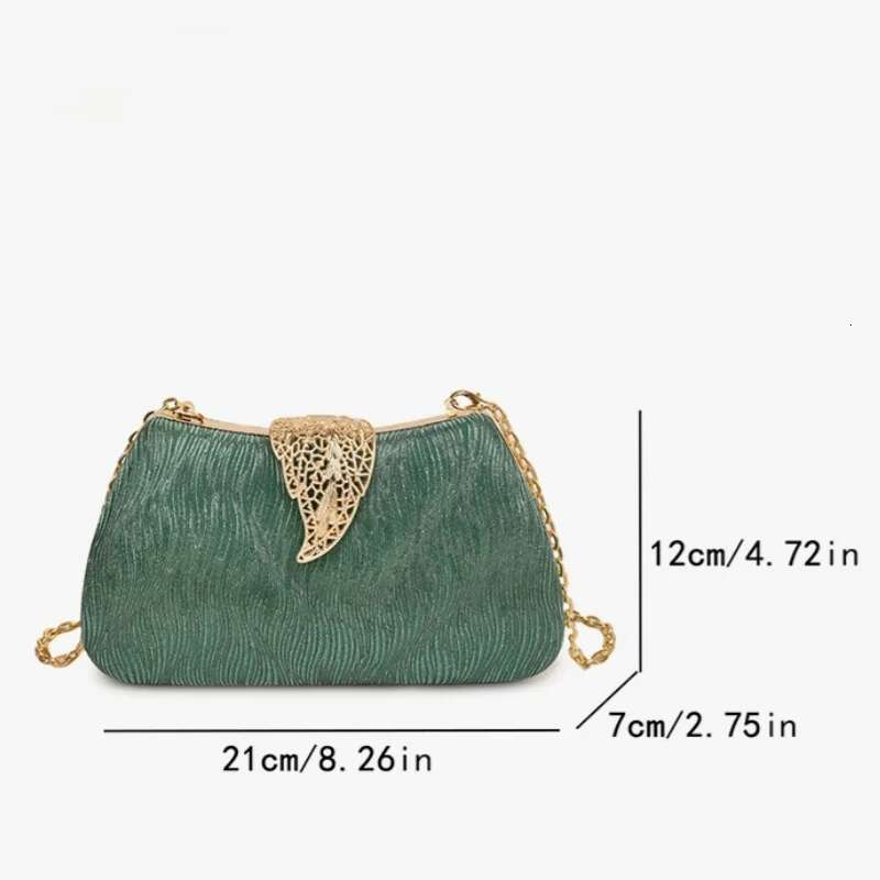 New Fashion Vintage Textured Clip-On Clutch Dinner For Events Chain Crossbody Shoulder Bag