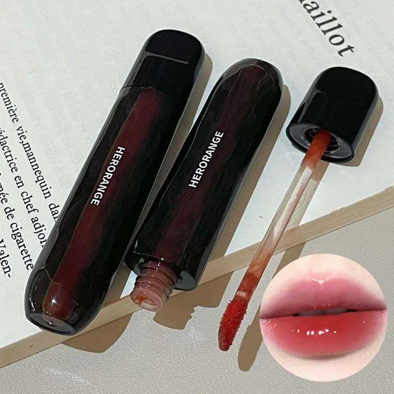 Sexy red mirror water lip gloss black tube lipstick transparent glass lipstick waterproof pink liquid lipstick transparent coloring makeup W250312