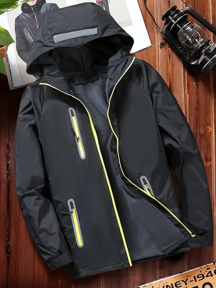 Men Autumn Thin Outdoor Jacket Waterproof Outwear Windbreaker Reflective Article Jackets For Rain 250312