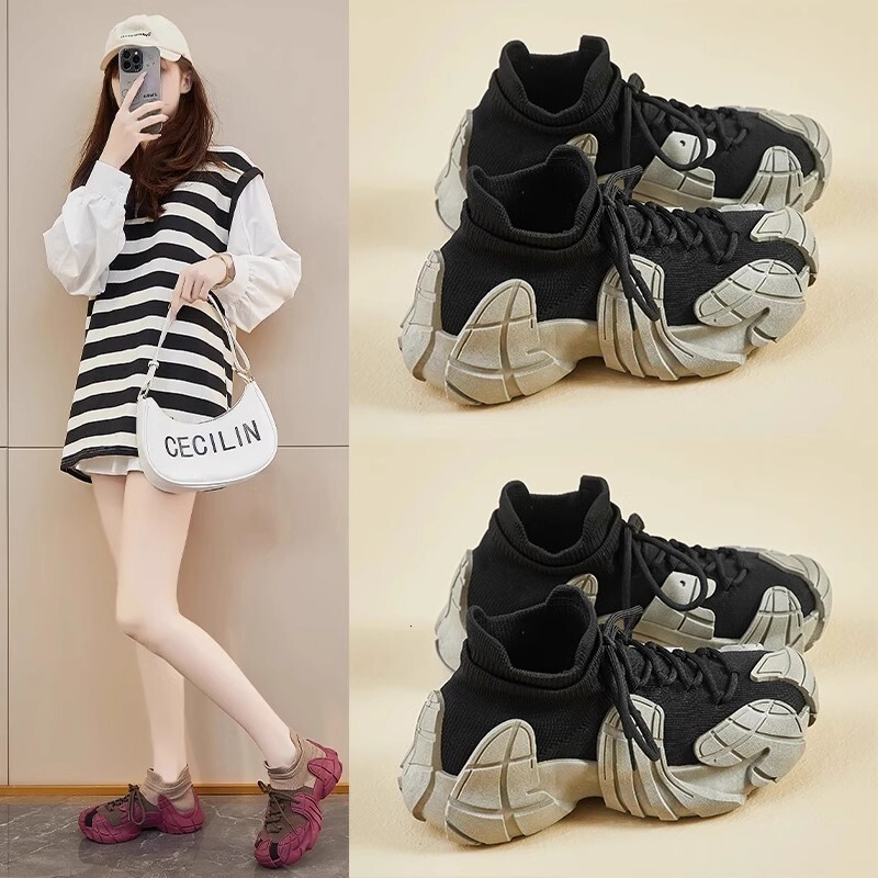 2025 New Colorful Women's Flight Weaving Shoes Designer Trendy Fashion Breathable Sports Fitness Running Leisure Korean Edition Street Photograph