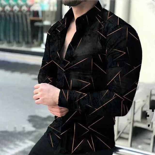 Summer mens long sleeved fashionable 3D printed lapel casual luxury shirt Hawaii casual mens shirt 2024xs-5xl W250312