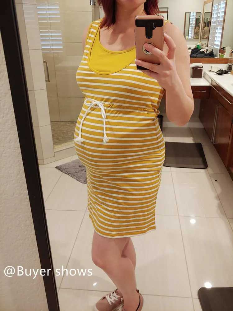 Maternity Nursing Dress Tank Summer Casual Sleeveless Breastfeeding Pregnancy Women Dresses Premama ClothesT250311