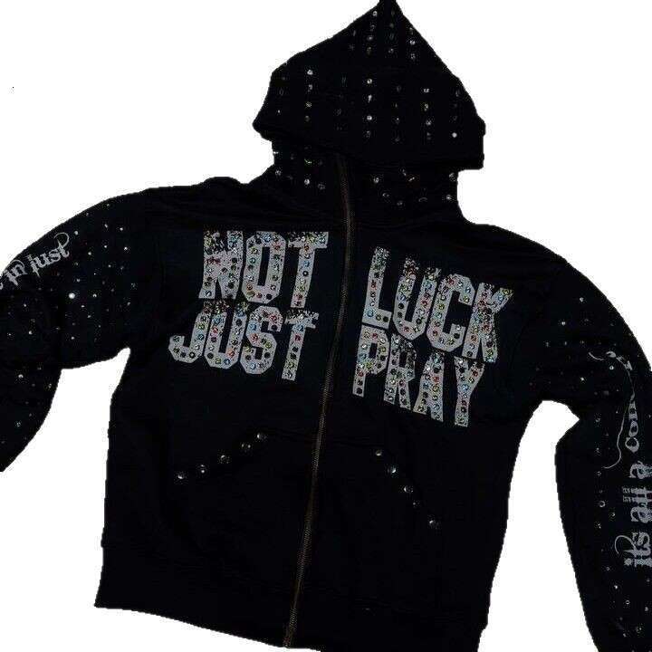Design sense American niche letter hooded sweatshirt for men and women loose street hip-hop hoodie top cardigan