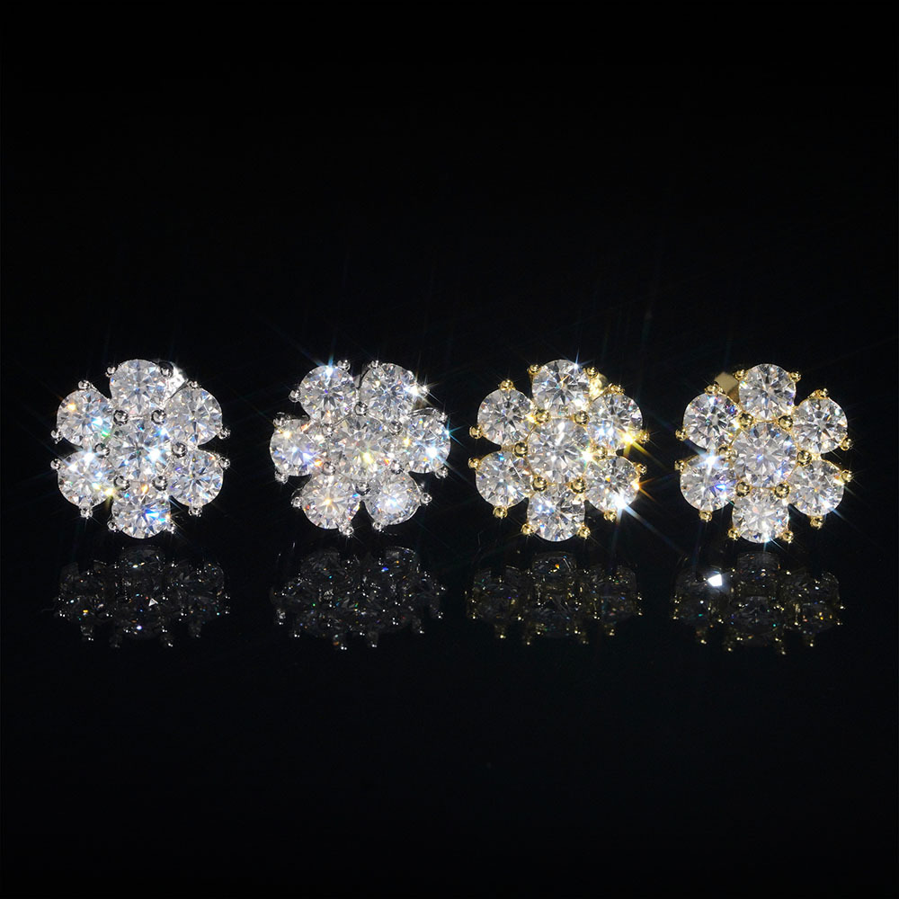 11mm S925 Silver Moissanite Earrings Flower Earrings Iced Out Hip Hop Jewelry Earrings For Women Pass Diamonds Tester