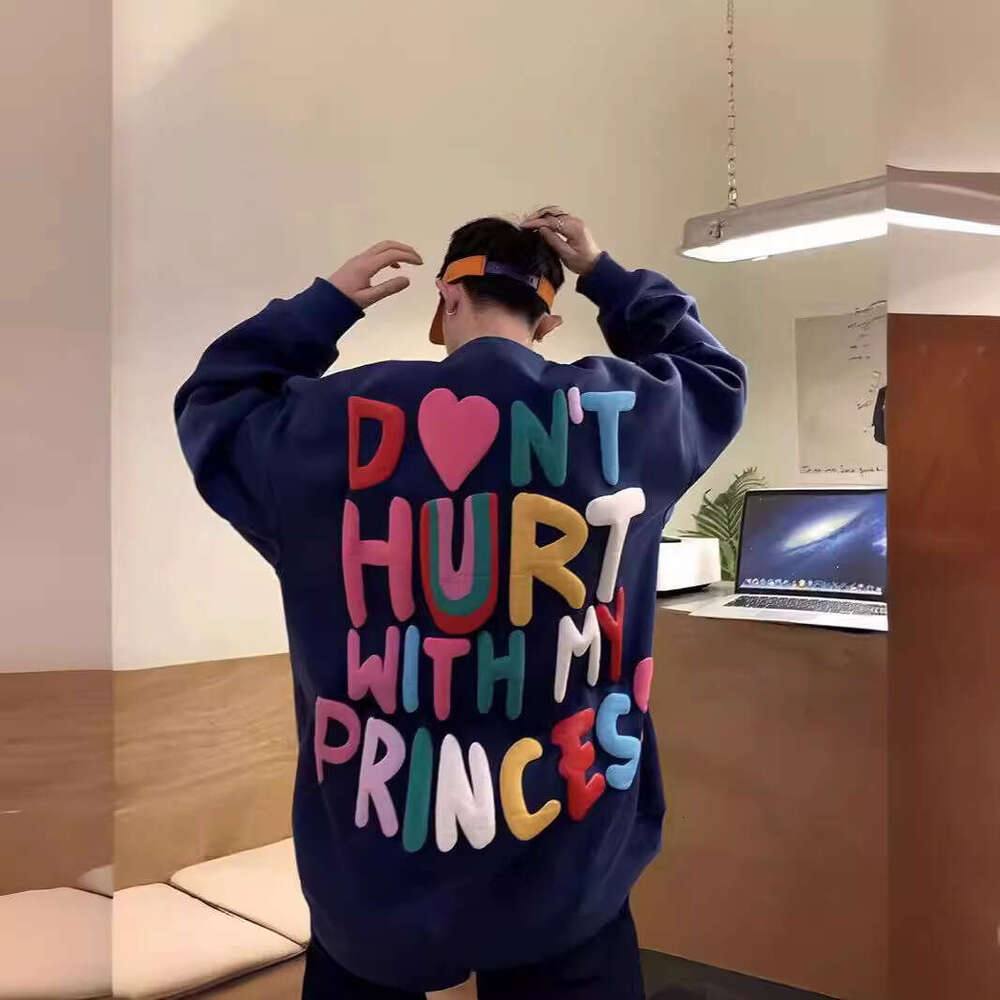 American street rainbow foam printed sweatshirt, loose and fashionable hip-hop style hooded sweatshirt